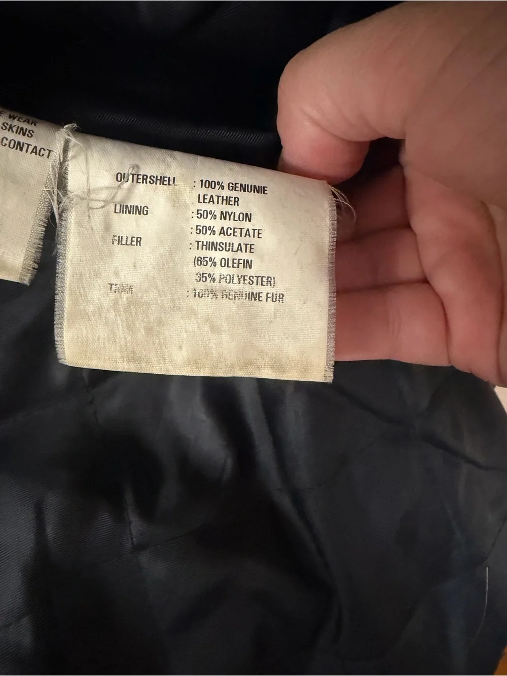 Joules Black Leather Parka with Faux Fur Trim
